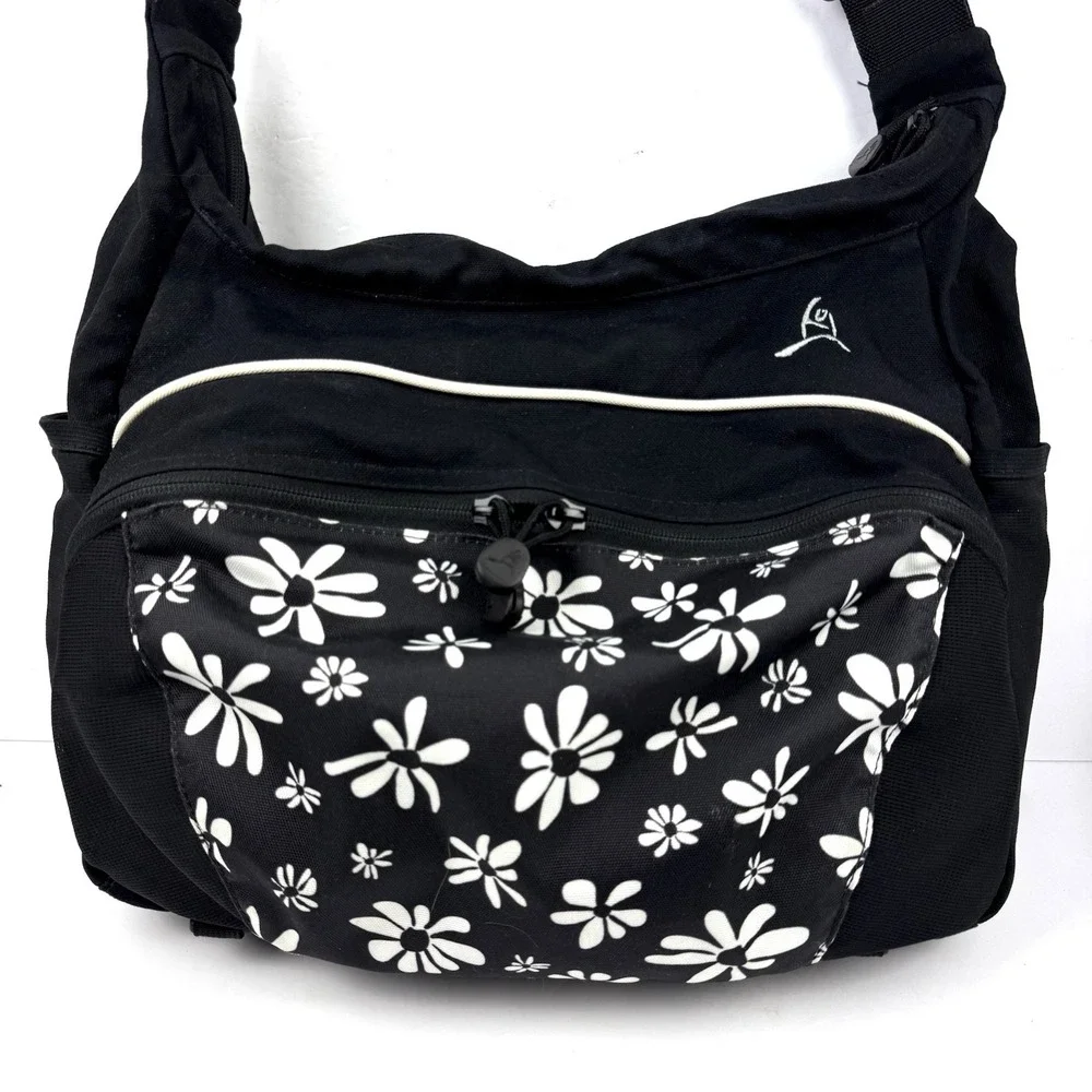 Overland Equipment Messenger Bag Black Floral Canvas Made In Chico USA
